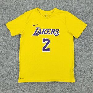 Los Angeles Lakers Shirt Women's Large Yellow Nike NBA Basketball Short Sleeve